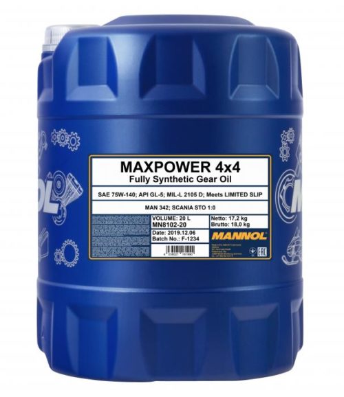 Масло трансмиссионное Mannol Maxpower 4x4 75/140 API GL-5 (20 л.)