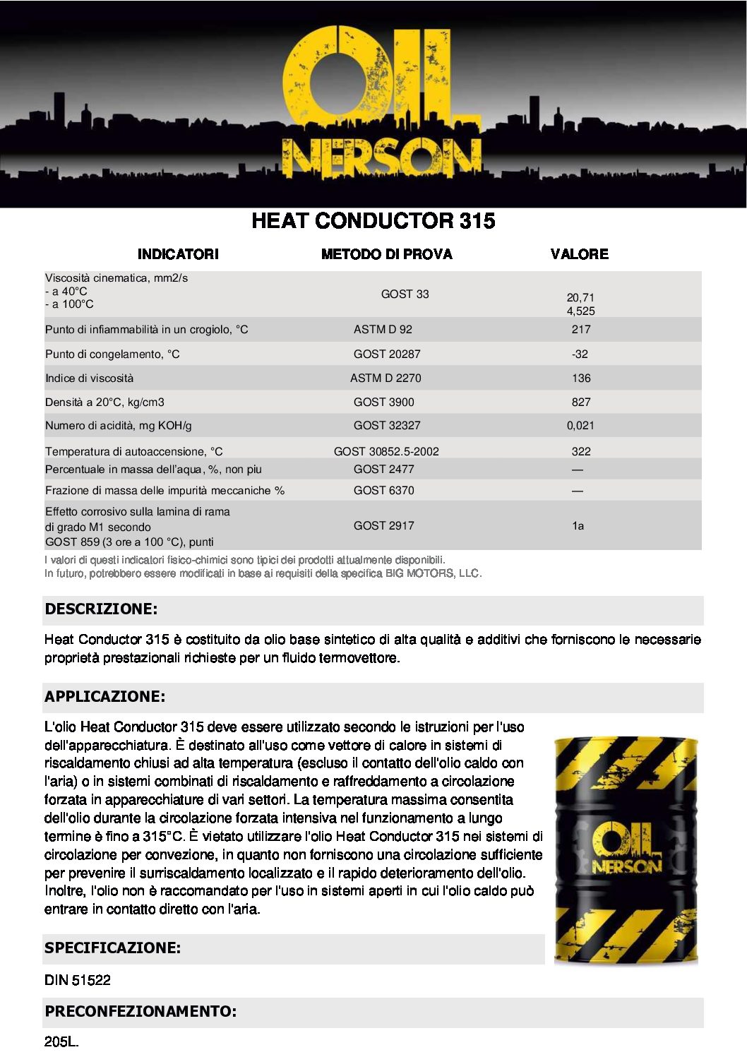 Техническое описание (TDS) Nerson Heat Conductor 315 (ITA )