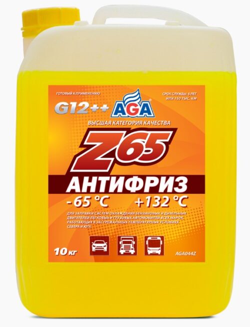 Антифриз AGA G12++ (-65) желтый (10 кг.)