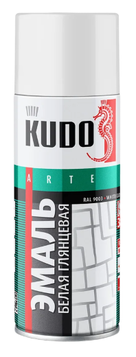Краска аэрозольная Kudo белая блестящая (0,520 л.) KU-1001