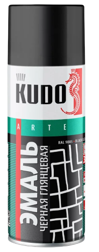 Эмаль универсальная Kudo черная глянцевая (0,520 л.) 1002 - KU