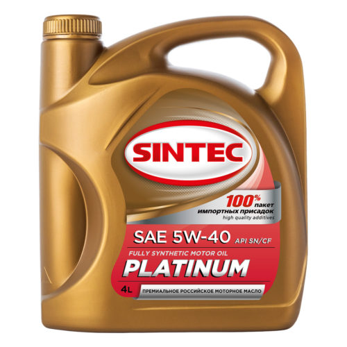 Масло моторное Sintec Platinum 5/40 API SN/CF ACEA A3/B4 (4 л.)