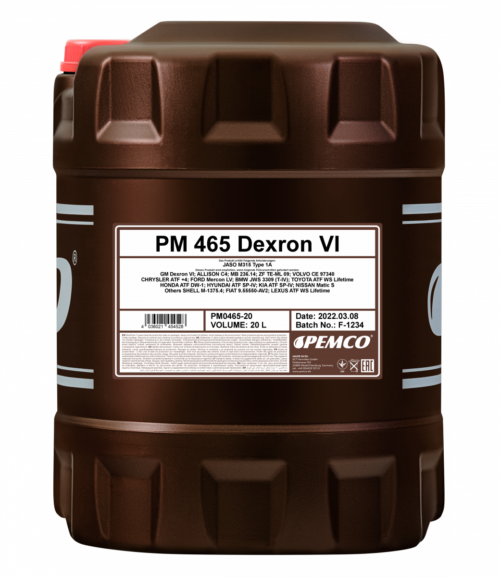 Масло трансмиссионное Pemco 465 ATF Dexron VI (20 л.)