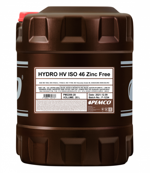 Масло гидравлическое Pemco Hydro HV Zinc Free HVLP 46 (20 л.)