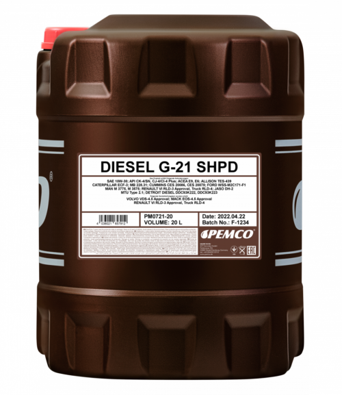 Масло моторное Pemco Diesel G-21 SHPD 10/30 API CK-4/SN ACEA E6/E9 (20 л.)