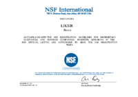 Сертификат пищевого допуска NSF LIKSIR