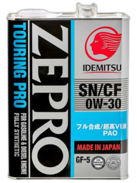 Масло моторное IDEMITSU Zepro Touring Pro 0/30 API SN/CF ILSAC GF-5 (4 л.)