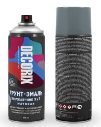 Грунт-эмаль по ржавчине DECORIX 3 в 1 серый матовый аэрозоль (0.52 л.)