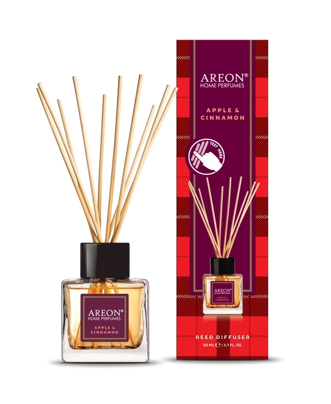 Ароматизатор для дома Areon SticksTartan (банка, деревянные палочки)Apple & Cinnamon яблоко с корицей