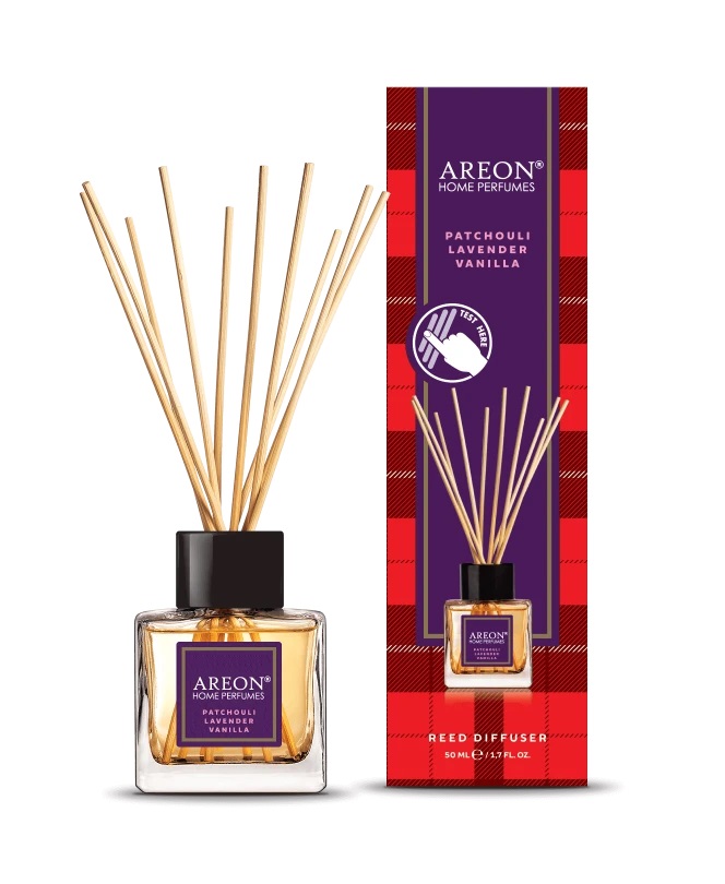 Ароматизатор для дома Areon SticksTartan (банка, деревянные палочки) Patchouli Lavender Vanilla пачули-лаванда- ваниль