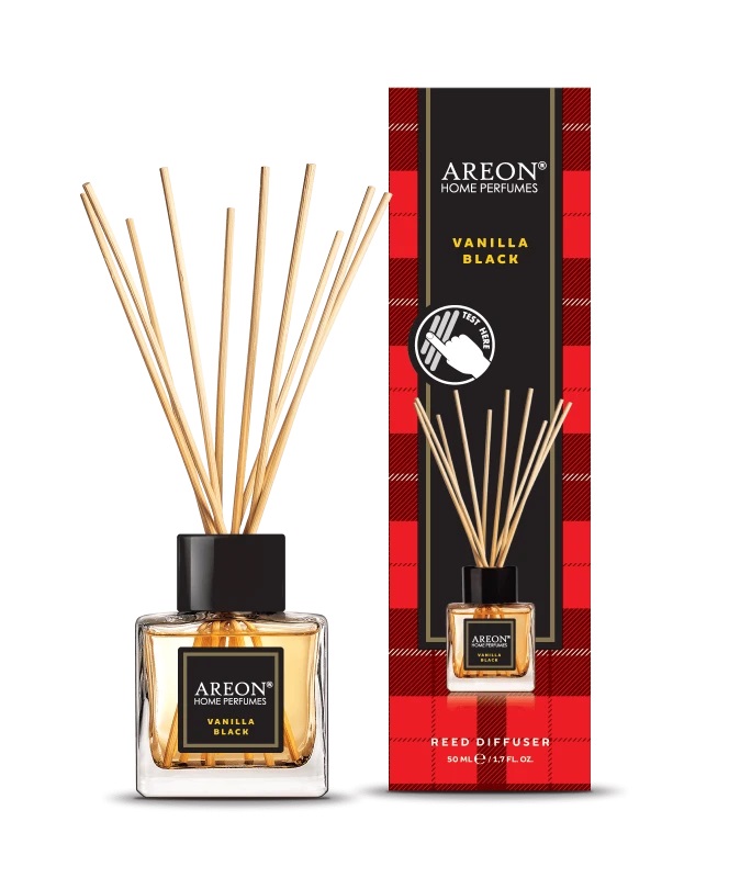 Ароматизатор для дома Areon SticksTartan (банка, деревянные палочки) Vanilla Black ванильный черный