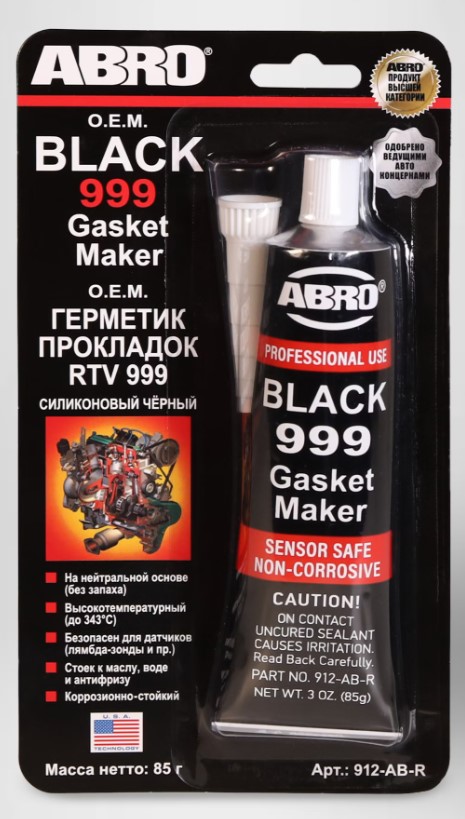 Герметик силиконовый Abro 999 черный 85 г