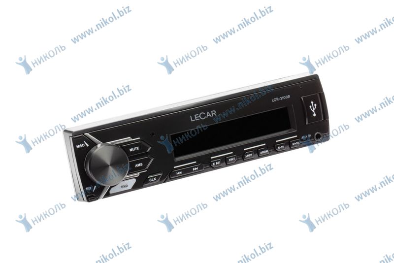 Магнитола 1DIN съемная панель, подсветка клавиш красная LECAR