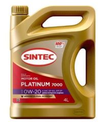Масло моторное Sintec 0W-20 Platinum 7000 API SP, GF-6A синтетическое / 0W20