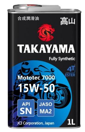 Масло моторное Takayama 15W-50 Mototec 7000 4T API SN Jaso MA-2 металл полусинтетическое / 15W50