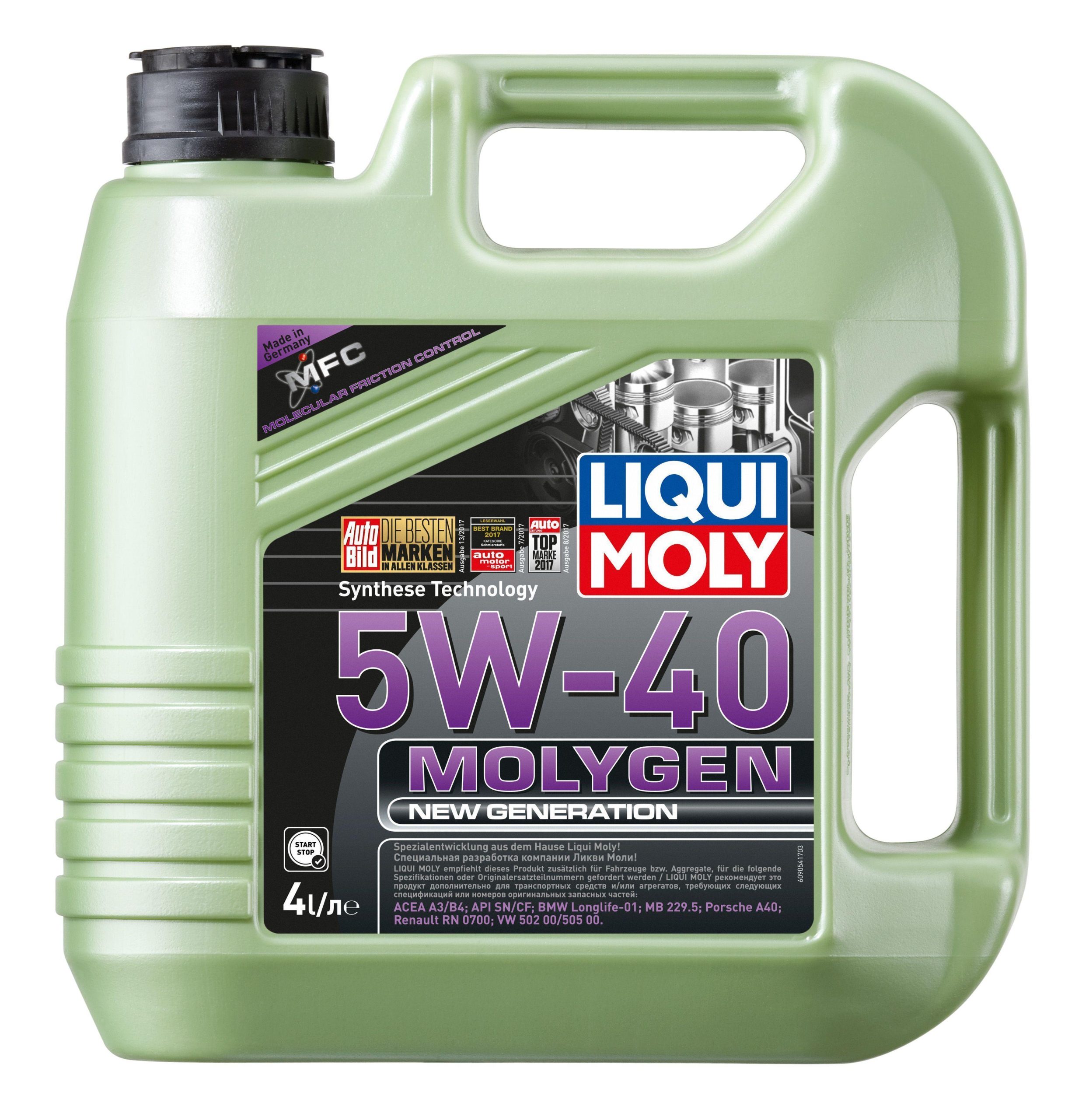 Масло моторное LiquiMoly 5W-40 Molygen синтетическое SN/CF А3/В4 SAC GF5 / 5W40