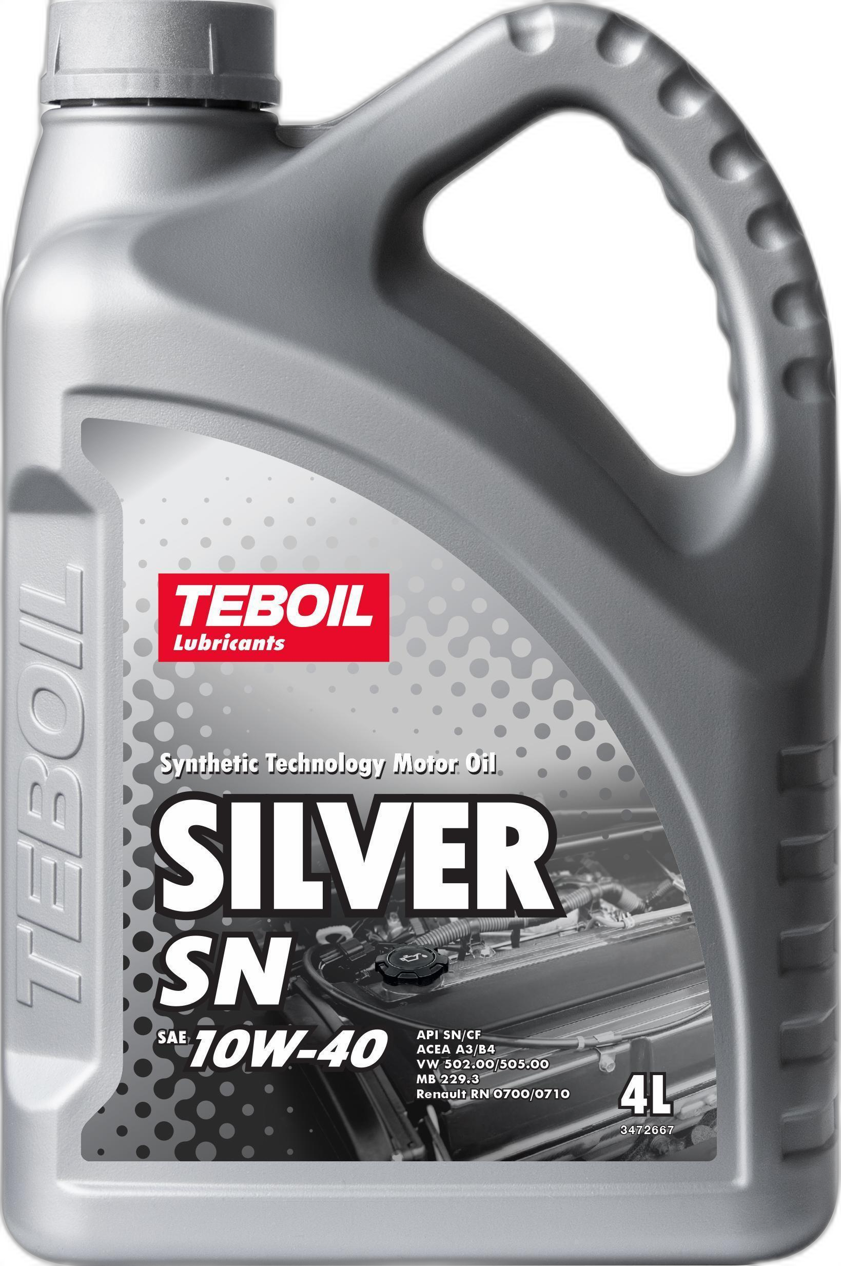 Масло TEBOIL 10W-40 Silver SN SN/CF;A3/B4;Renault RN 0700/0710;VW 502.00/505.00;MB 229.3;PSA B71 2294;PSA B71 2302 п/синтетическое / 10W40
