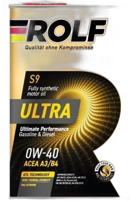 Масло моторное Rolf Ultra 0W-40 A3/B4 API SN/CF синтетическое (металл) / 0W40