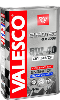 Масло моторное VALESCO EUROTEC GX 7000 5W-40 API SN/CF синтетическое VW 502 00/505 00 ACEA A3/B4 API SN PSA B71 2296 Renault RN 0700/0710 / 5W40